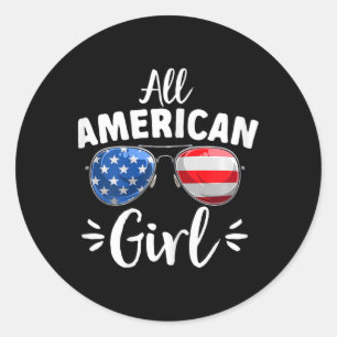 All American Girl Mädchen 4. Juli Runder Aufkleber