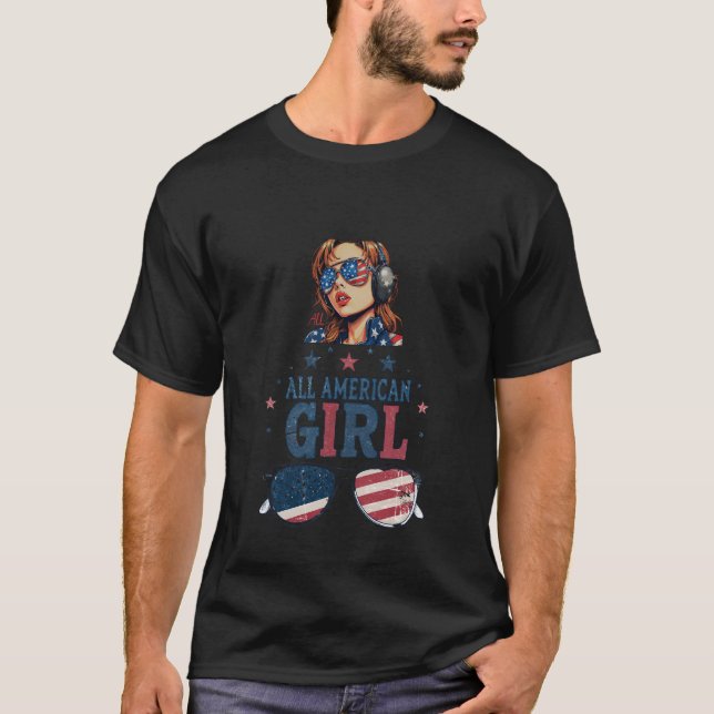 All American Girl Patriotic T - Shirt - Vintag USA (Vorderseite)