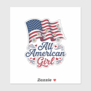 All American Girl Patriotisches Gänseblümchen-Flag Aufkleber