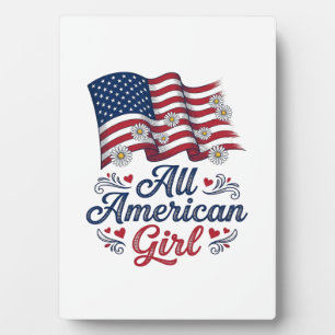 All American Girl Patriotisches Gänseblümchen-Flag Fotoplatte