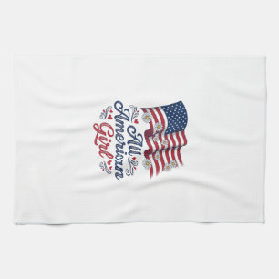 All American Girl Patriotisches Gänseblümchen-Flag Geschirrtuch