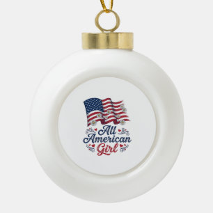 All American Girl Patriotisches Gänseblümchen-Flag Keramik Kugel-Ornament
