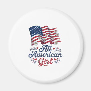 All American Girl Patriotisches Gänseblümchen-Flag Magnet