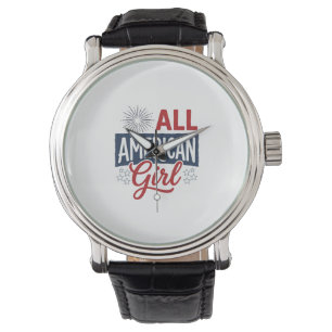 All American Girl Patriotisches Vintage-Shirt-Desi Armbanduhr