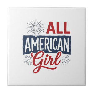 All American Girl Patriotisches Vintage-Shirt-Desi Fliese