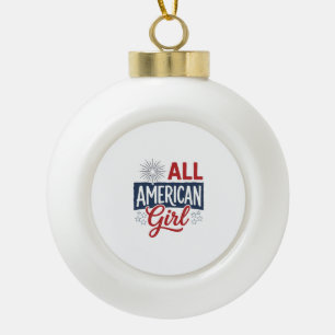 All American Girl Patriotisches Vintage-Shirt-Desi Keramik Kugel-Ornament
