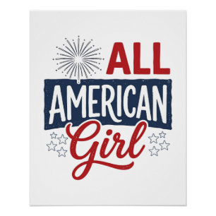 All American Girl Patriotisches Vintage-Shirt-Desi Poster