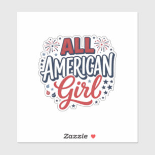 All American Girl Patriotisches Vintage-Vektordesi Aufkleber