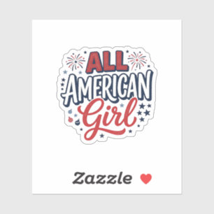 All American Girl Patriotisches Vintage-Vektordesi Aufkleber