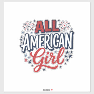 All American Girl Patriotisches Vintage-Vektordesi Aufkleber