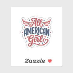 All American Girl Patriotisches Vintage-Vektordesi Aufkleber