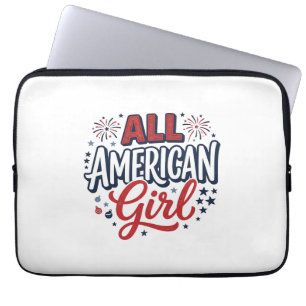 All American Girl Patriotisches Vintage-Vektordesi Laptopschutzhülle