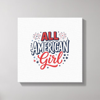 All American Girl Patriotisches Vintage-Vektordesi Leinwanddruck