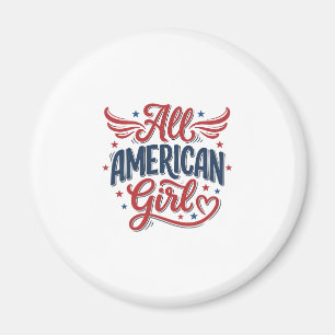 All American Girl Patriotisches Vintage-Vektordesi Magnet