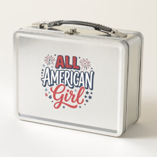 All American Girl Patriotisches Vintage-Vektordesi Metall Brotdose