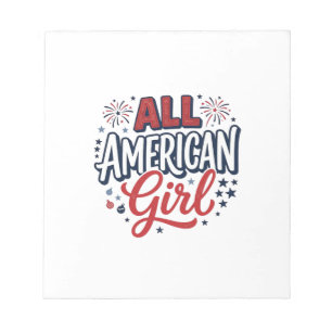 All American Girl Patriotisches Vintage-Vektordesi Notizblock