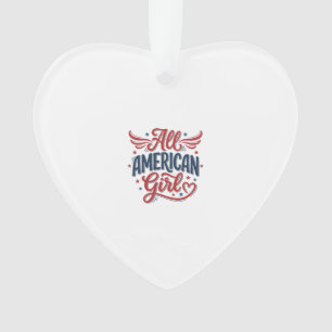 All American Girl Patriotisches Vintage-Vektordesi Ornament