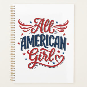 All American Girl Patriotisches Vintage-Vektordesi Planer