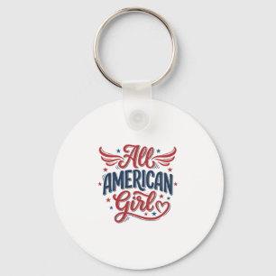 All American Girl Patriotisches Vintage-Vektordesi Schlüsselanhänger