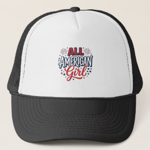 All American Girl Patriotisches Vintage-Vektordesi Truckerkappe