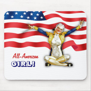 All-American Girl. Retro-Button Mousepad
