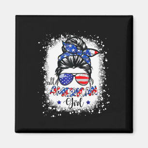 All American Girl Shirt USA Flag 4. Juli Frauen Ki Magnet