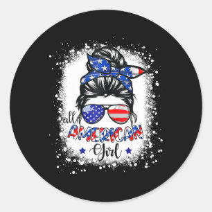 All American Girl Shirt USA Flag 4. Juli Frauen Ki Runder Aufkleber