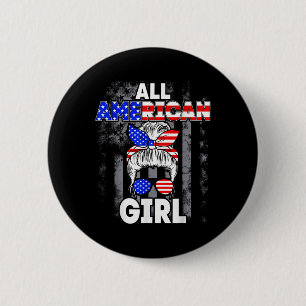 All American Girl Usa-Flagge 4. Juli Frauen Kinder Button