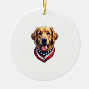 All American Golden Retriever Vintage T-Shirt 4 Keramik Ornament
