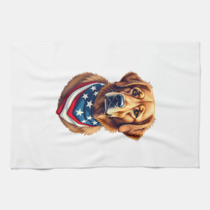 All American Golden Retriever Vintage T-Shirt Geschirrtuch