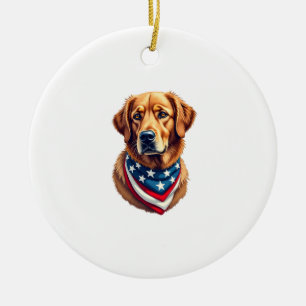 All American Golden Retriever Vintage T-Shirt Keramik Ornament