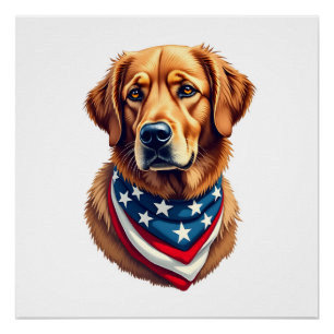 All American Golden Retriever Vintage T-Shirt Poster
