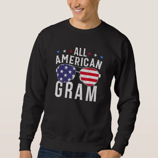 All American Gram USA Flag Sunglasses 4th Of July  Sweatshirt (Vorderseite)