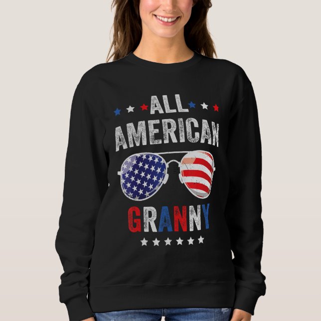 All American Granny USA Flag 4th of July Sunglasse Sweatshirt (Vorderseite)