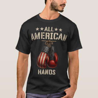 All American Hands Boxhandschuh Patriotic Usa Flag T-Shirt
