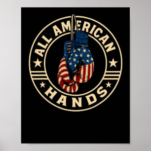 All American Hands Boxhandschuhe Patriotisch Usa F Poster