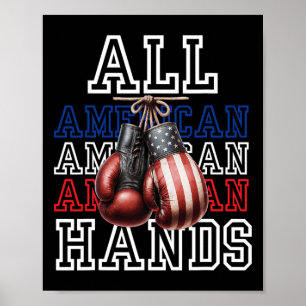All American Hands Usa Flag Boxhandschuh Tee  Poster