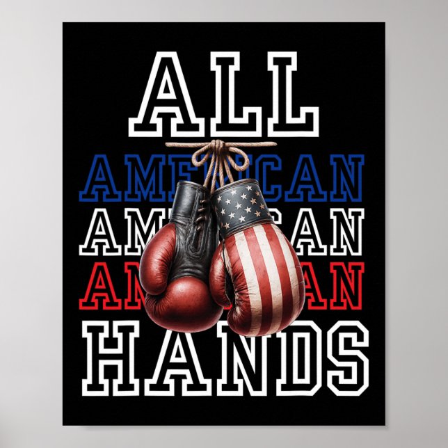 All American Hands Usa Flag Boxhandschuh Tee  Poster (Vorne)