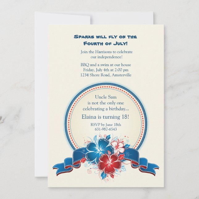 All American Hibiskus Einladung (Vorderseite)