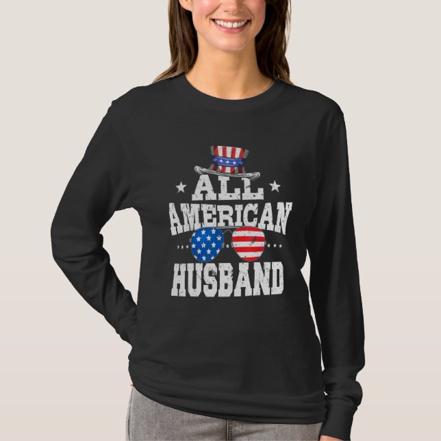 All American husband men American Flag 4th of July T-Shirt (Vorderseite)