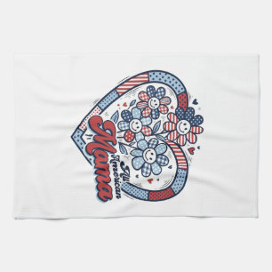 All American Mama Patriotisches Blumen-Shirt-Desig Geschirrtuch