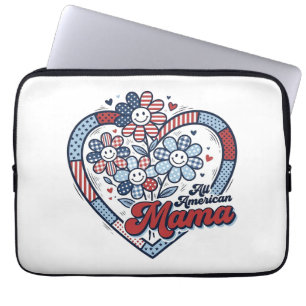 All American Mama Patriotisches Blumen-Shirt-Desig Laptopschutzhülle