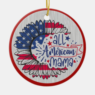 All American Mama Rot Weiß Blau US-Flagge Keramik Ornament