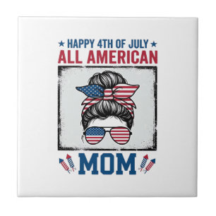 All American Mom 4. Juli Vintage-Shirt-Design_ Fliese