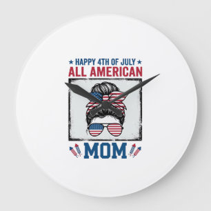 All American Mom 4. Juli Vintage-Shirt-Design_ Große Wanduhr