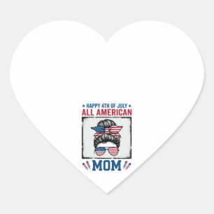 All American Mom 4. Juli Vintage-Shirt-Design_ Herz-Aufkleber