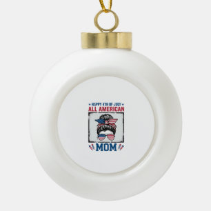 All American Mom 4. Juli Vintage-Shirt-Design_ Keramik Kugel-Ornament