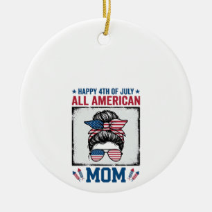 All American Mom 4. Juli Vintage-Shirt-Design_ Keramik Ornament