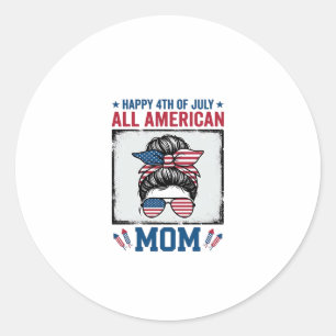 All American Mom 4. Juli Vintage-Shirt-Design_ Runder Aufkleber