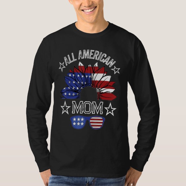 All American Mom 4th Of July Shirt Women Sunflower (Vorderseite)